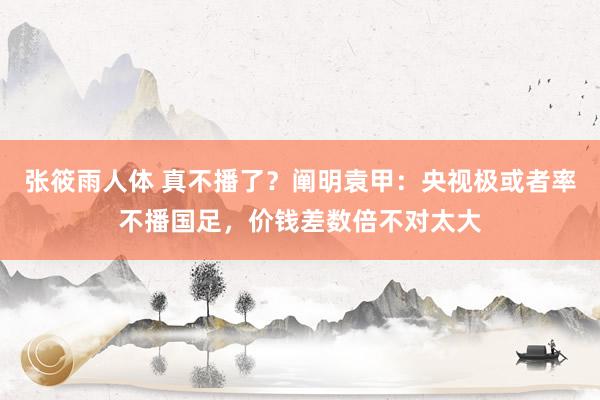 张筱雨人体 真不播了？阐明袁甲：央视极或者率不播国足，价钱差数倍不对太大