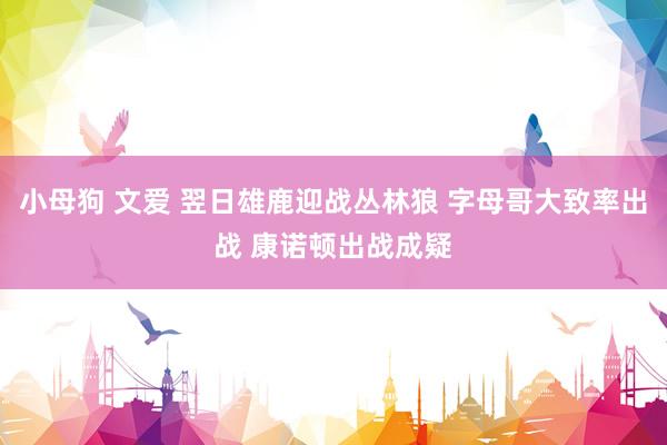 小母狗 文爱 翌日雄鹿迎战丛林狼 字母哥大致率出战 康诺顿出战成疑